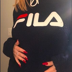 FILA Sherpa fuzzy pullover Navy blue size M